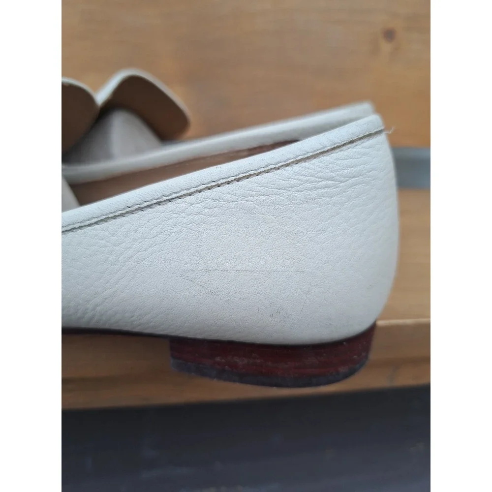 Tory Burch Women's Leather Cream Jessa Loafers Gold-Tone Horse Hardware Size 9 M